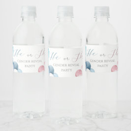 Enthüllung des Gender in Rosa und Blau Wasserflaschenetikett