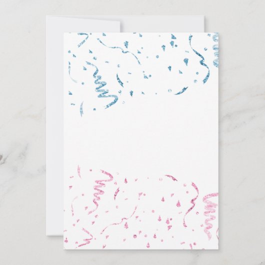 Enthüllung des Geschlechts in Blau und Rosa Ballon Einladung (Rückseite)