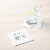 Enthüllung des Geschlechts in blau und rosa Rechteckiger Pappuntersetzer (Vor Ort)