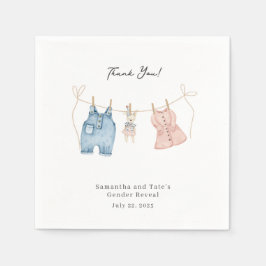 Enthüllung des Geschlechts in blau und rosa Serviette