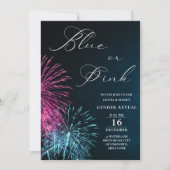 Enthüllung über blaue und rosa Feuerwerkskörper Einladung (Vorderseite)