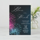 Enthüllung über blaue und rosa Feuerwerkskörper Einladung (Stehend Vorderseite)