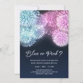 Enthüllung über blaue und rosafarbene Firecracker Einladung (Vorderseite)