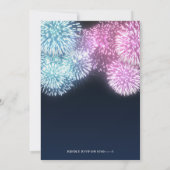 Enthüllung über blaue und rosafarbene Firecracker Einladung (Rückseite)
