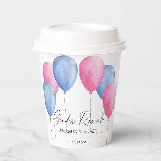 Enthüllung über das Geschlecht von Aquarellonen Pappbecher (Vorderseite)
