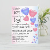 Enthüllung über das Geschlecht von Blue & Pink Hea Einladung (Stehend Vorderseite)