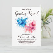 Enthüllung über Wasserfarbensplashes Boy oder Girl Einladung (Stehend Vorderseite)