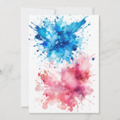 Enthüllung über Wasserfarbensplashes Boy oder Girl Einladung (Rückseite)