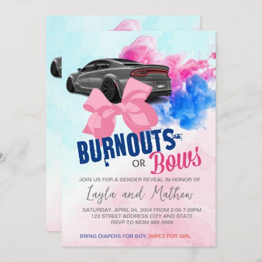 Enthüllung von Ausbrüchen oder Bows Gender Einladung (Vorne/Hinten)