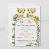 Enthüllung von Lion oder Lioness-Gender Einladung (Vorderseite)