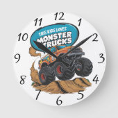 Enthusiastischer Kid- und Monster-Truck Runde Wanduhr (Vorderseite)
