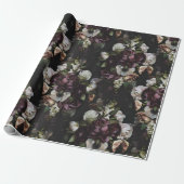Enthusiastisches dunkles Floral Wrapping Paper Geschenkpapier (Ungerollt)