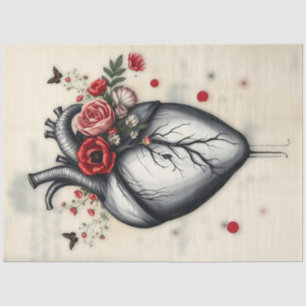 Entkleidung von blühendem Herz und flatternden Win Seidenpapier