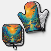 Entkommen in Naturkundedesign Ofenhandschuh & Topflappen-Set (Vorderseite/Rückseite)