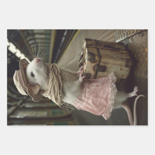 Entkopplung Vintager Mäuse Geschenkpapier Set (Vorderseite 3)