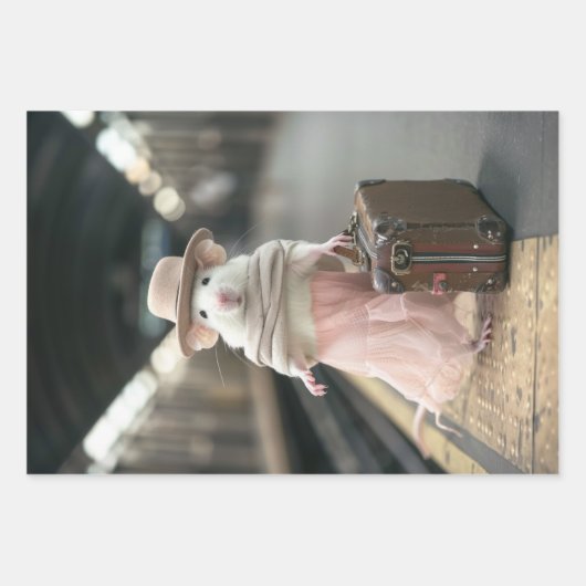 Entkopplung Vintager Mäuse Geschenkpapier Set (Vorderseite 2)