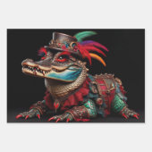 Entkopplung von Steampunk-Sumpf-Alligatoren Geschenkpapier Set (Vorderseite 3)