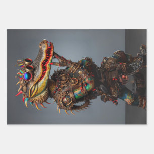 Entkopplung von Steampunk-Sumpf-Alligatoren Geschenkpapier Set
