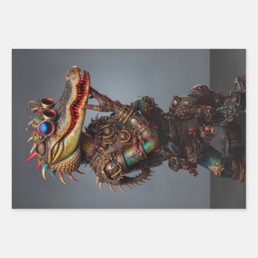 Entkopplung von Steampunk-Sumpf-Alligatoren Geschenkpapier Set (Vorderseite 2)