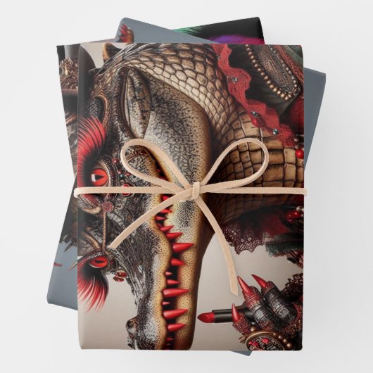 Entkopplung von Steampunk-Sumpf-Alligatoren Geschenkpapier Set (Beispiel)
