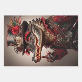 Entkopplung von Steampunk-Sumpf-Alligatoren Geschenkpapier Set
