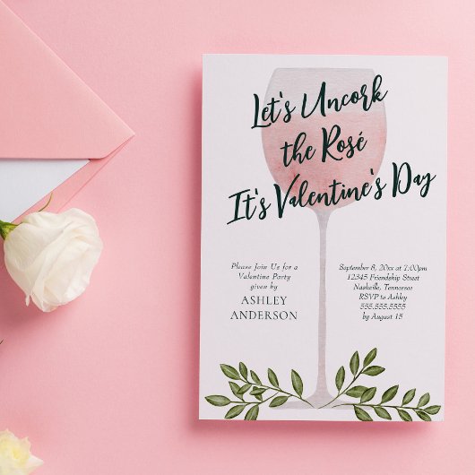 Entkorken Sie das Rosé Wine Valentine's Day Party Einladung