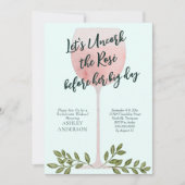 Entkorken Sie den Rosé Wine Watercolor-Junggeselin Einladung (Vorderseite)