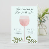 Entkorken Sie den Rosé Wine Watercolor-Junggeselin Einladung (Stehend Vorderseite)
