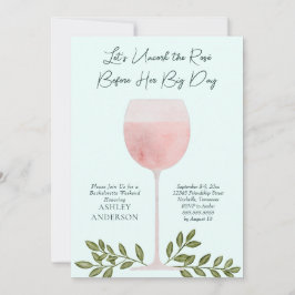 Entkorken Sie den Rosé Wine Watercolor-Junggeselin Einladung