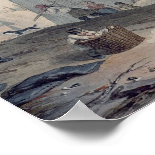 Entladen von Fischereibooten Poster (Ecke)