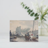 Entladen von Fischereibooten Postkarte (Stehend Vorderseite)