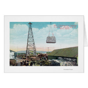 Entladen von Getreide auf der Swenson Co. Seilbahn