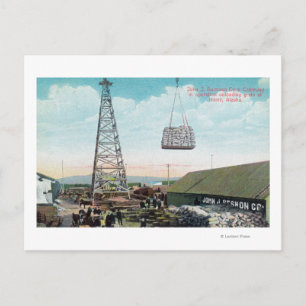 Entladen von Getreide auf der Swenson Co. Seilbahn Postkarte
