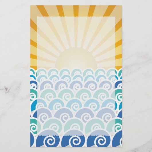 Entlang dem Wellen-Blau-Briefpapier Briefpapier (Vorderseite)