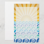 Entlang dem Wellen-Blau-Briefpapier Briefpapier (Vorne/Hinten)