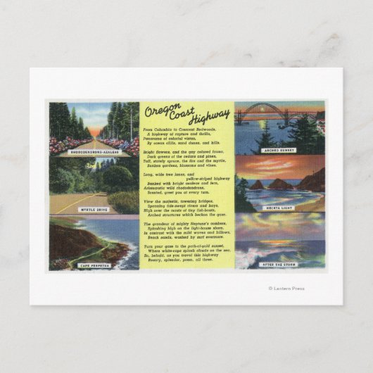 Entlang der Oregon Coast Highway mit einem Gedicht Postkarte (Vorderseite)