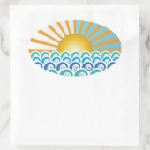 Entlang der Waves Blue Oval Aufkleber (Tasche)