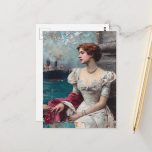 Entlang des Flusses Mixed Media Collage AI Postkarte