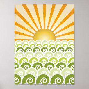 Entlang des grünen Posters von Waves Poster