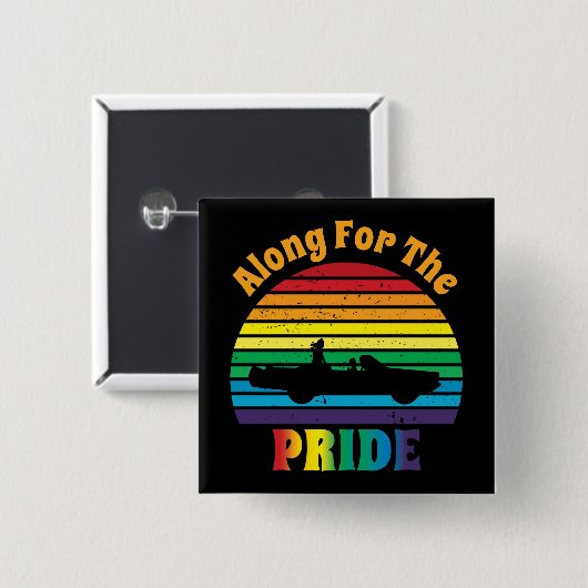 Entlang des Pride Retro 70's Regenbogen Sunset Button (Vorne & Hinten)