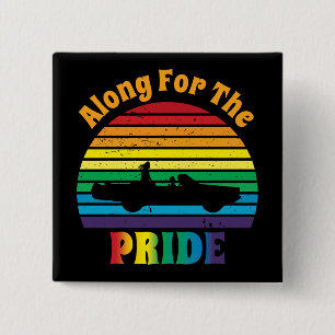 Entlang des Pride Retro 70's Regenbogen Sunset Button