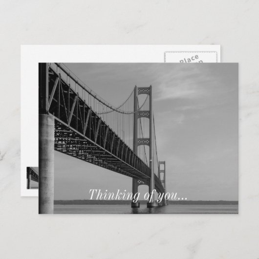 entlang Mackinac Bridge Grayscale Postkarte (Vorne/Hinten)