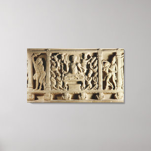 Entlastung, die ein Sitzbuddhapredigen darstellt Leinwanddruck