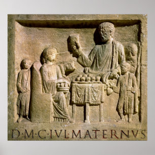 Entlastung, die eine Familienmahlzeit darstellt Poster