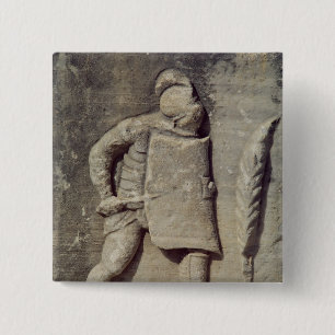 Entlastung, die einen römischen Soldaten darstell Button