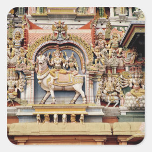 Entlastung, die Shiva und Parvati Reiten darstellt Quadratischer Aufkleber