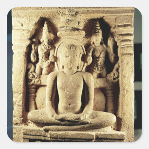 Entlastung, die Tirthankara Mahavira darstellt Quadratischer Aufkleber