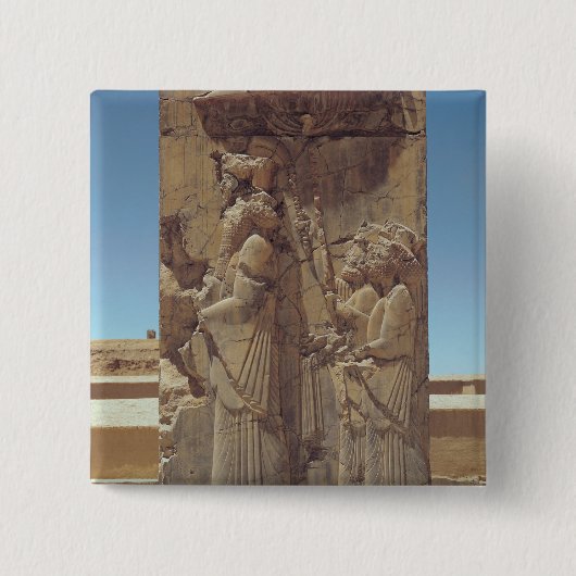 Entlastung, die Xerxes I mit zwei Begleitern Button (Vorderseite)