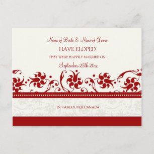 Entlaufen-Mitteilungs-Postkarten-rotes Blumen Ankündigungspostkarte