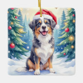 Entlebucher Mountain Dog Snowy Forest Santa Keramikornament (Vorderseite)